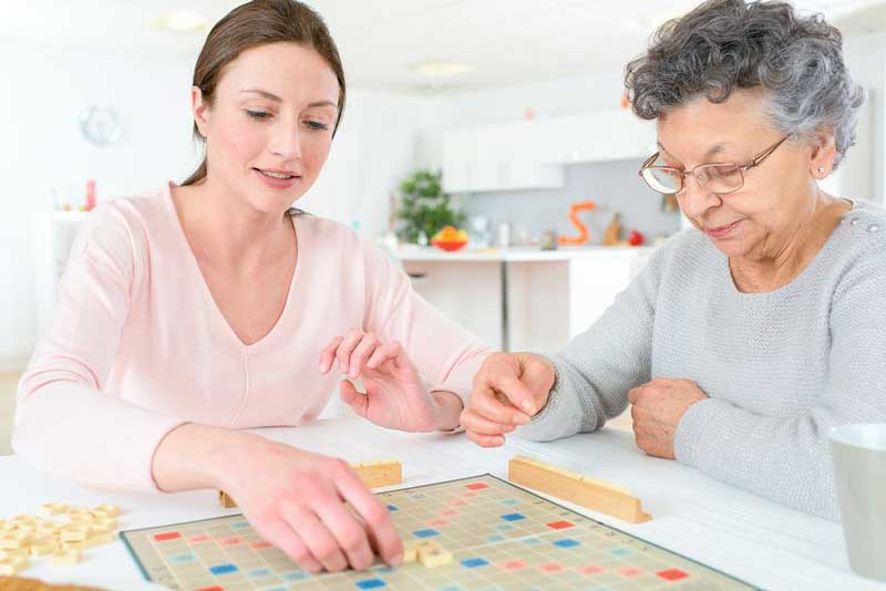 woman playing a board